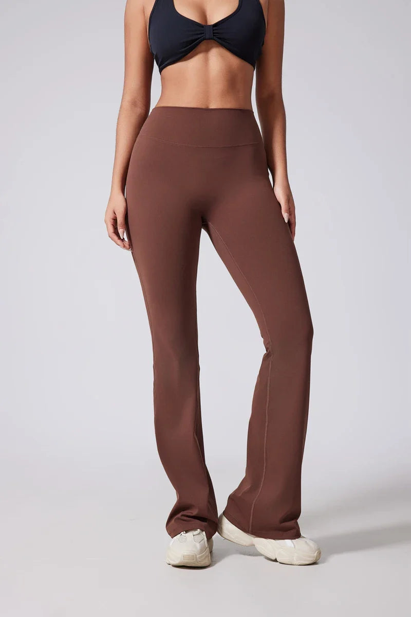 DIAS FIT JOY Women's Hip lifting flared pants high waisted yoga fitness pants sports micro flared yoga pants wide leg pants
