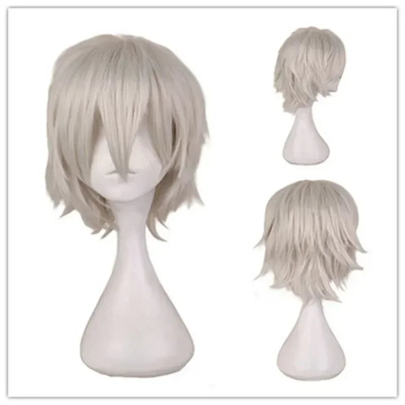 Universal Short Cosplay Wig Silver Red Pink Blonde Grass Green Black Straight Men's Wig for Halloween Cosplay Costume Party