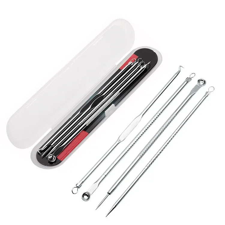 4Pcs Pimple Popper Tool Kit, Blackhead Remover Acne Needle Tools Set Removing Care Comedone Whitehead Popping Zit Skin Care Tool