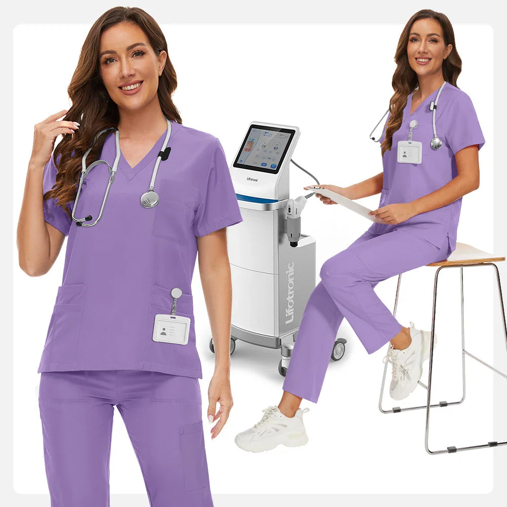 Anti Wrinkle Washable Soft Hospital Uniform Hot Sale Pet Vet Nurse Scrub Set Women Medical Scrubs Sets Women Medical Accessories