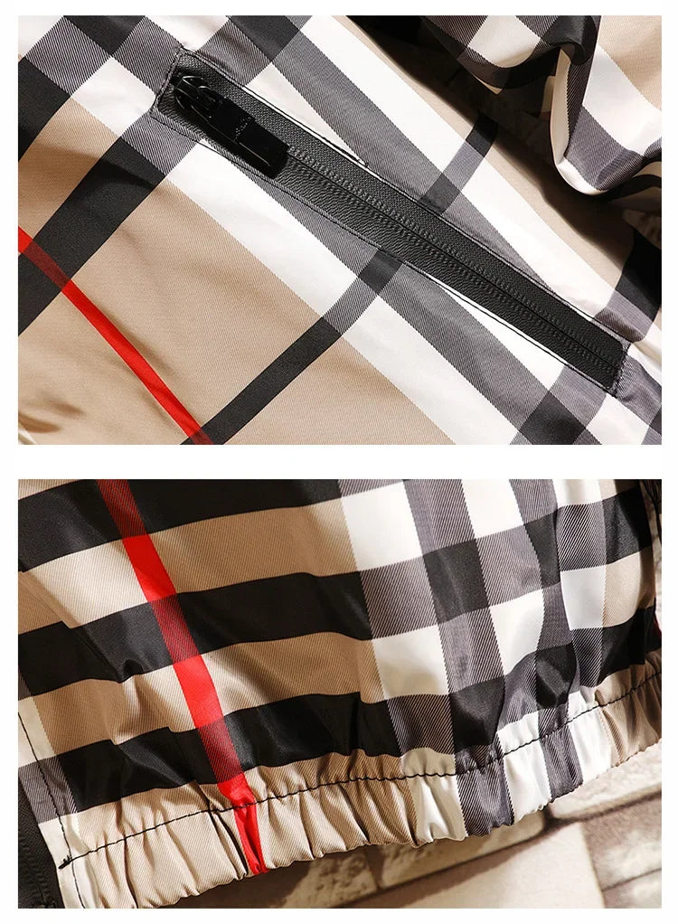 Trendy Korean Style Men's Plaid Jacket Spring Autumn New Arrival Slim Fit Hooded Versatile Casual Clothing From China