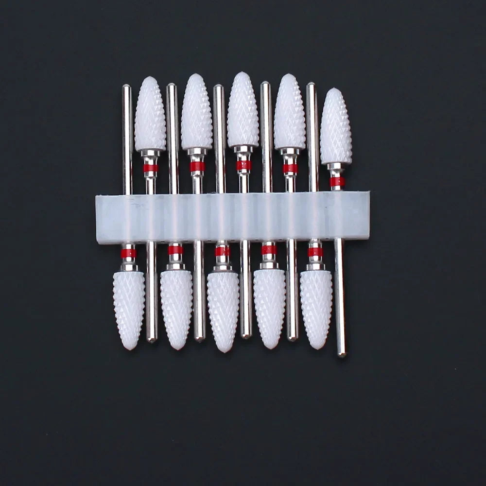 10pcs Ceramic Nail Drill Bits Set Milling Cutter for Manicure Drills Electric Nail Files Cuticle Remove Nail File Art Tools
