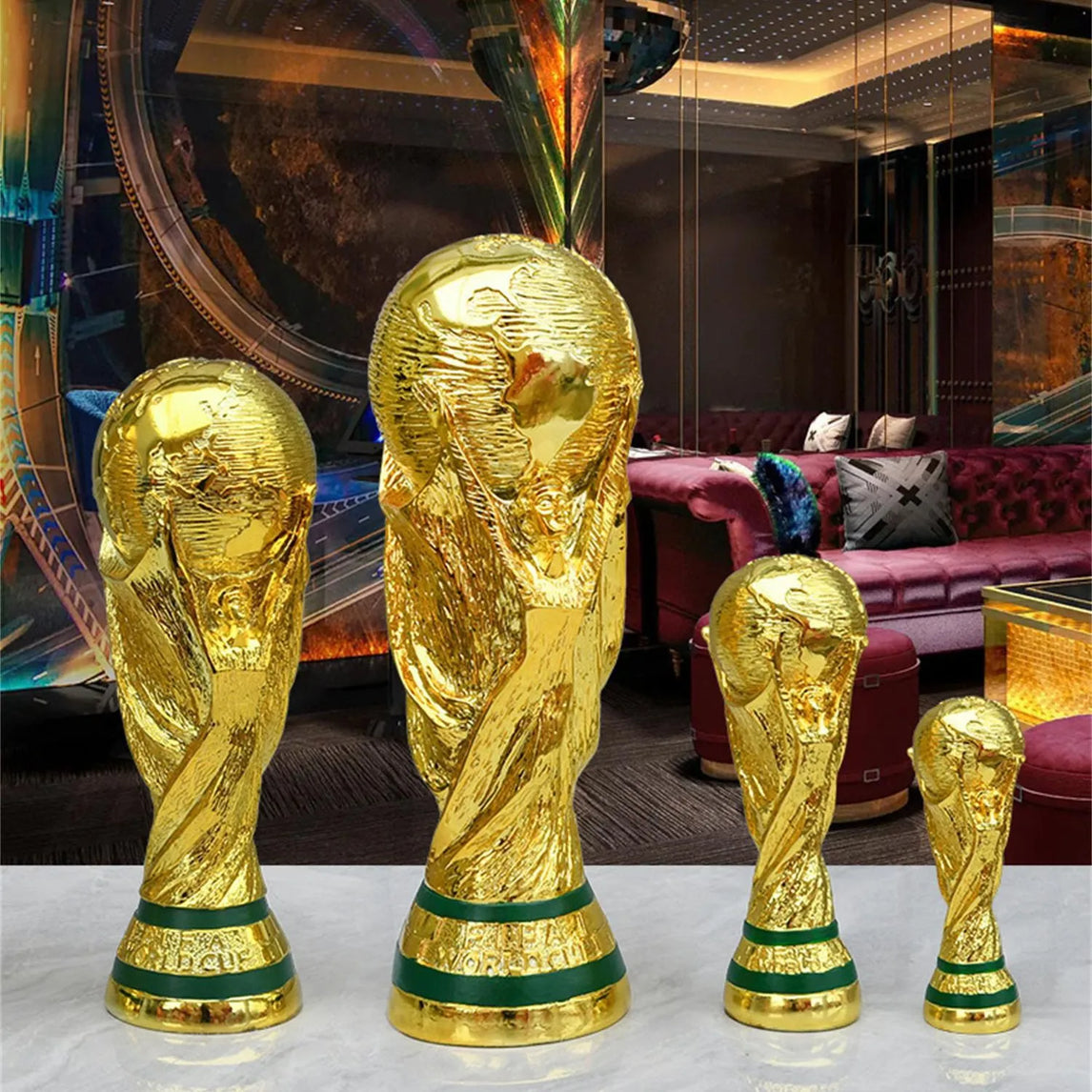 Golden Resin Football Trophy Champions Soccer Trophies Resin Ornament Football Fan Gift Home  Decoration Craft