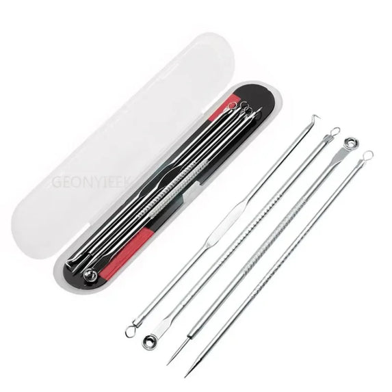 4Pcs Pimple Popper Tool Kit, Blackhead Remover Acne Needle Tools Set Removing Care Comedone Whitehead Popping Zit Skin Care Tool