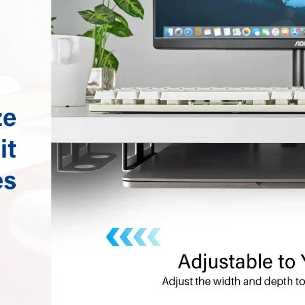 Under Desk Laptop Mount Metal Under Desk Shelf Holder for Laptop for Mac Mini Macbook Keyboard with Anti-Scratch Silicone Rack
