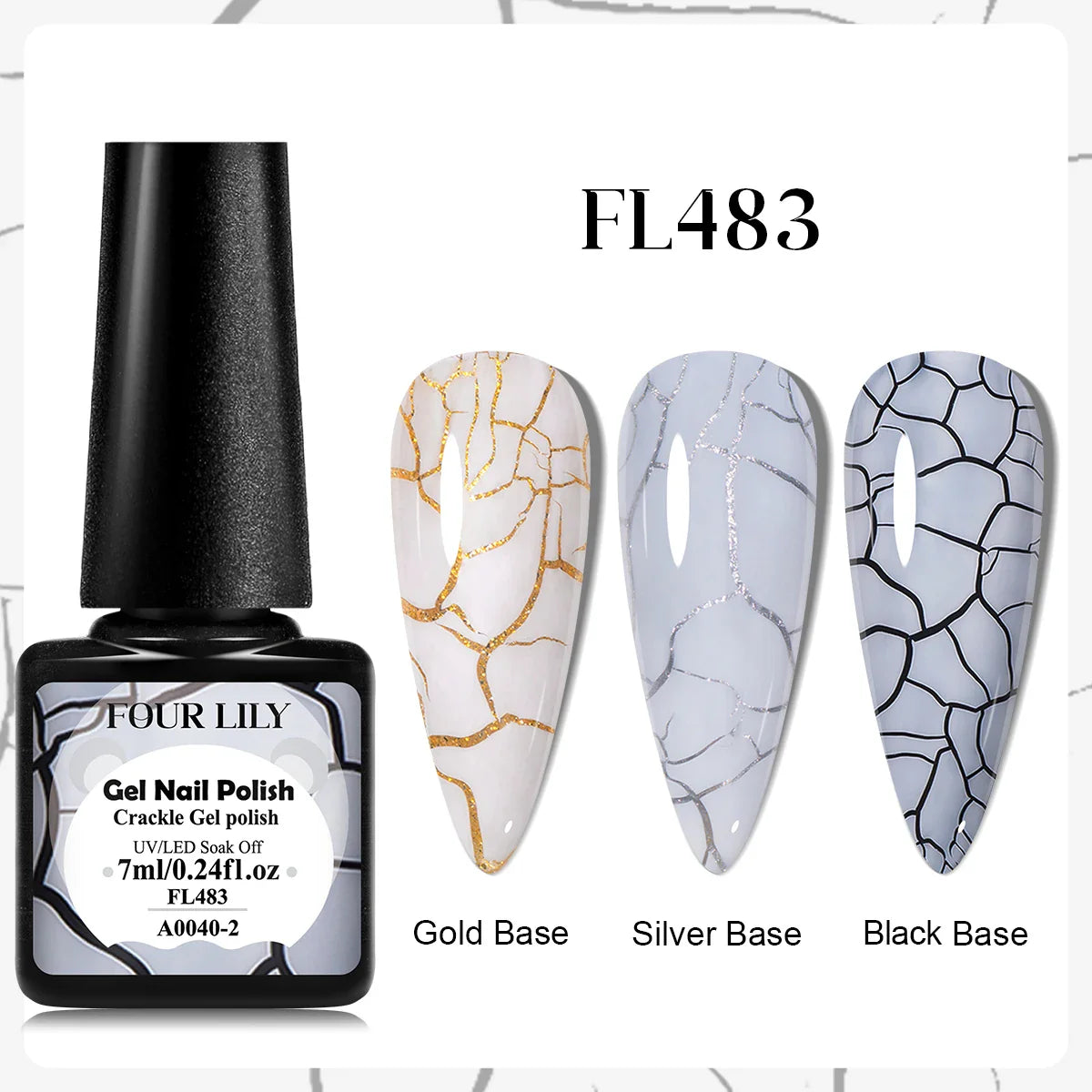 Four Lily 7ml Crackle Gel Nail Polish Hybrid Natural Dry DIY Nail Art Cracking Gel Polish Semi Permanent Soak Off Varnish Design