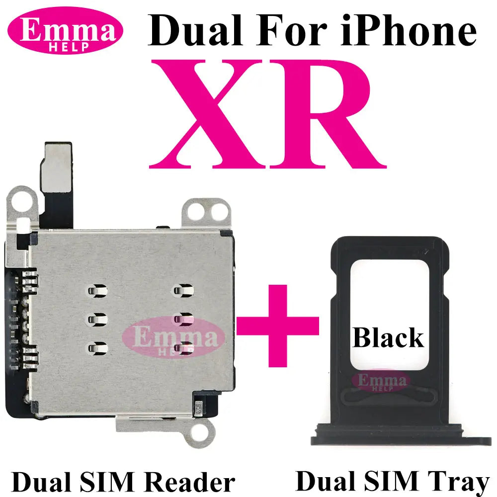 EmmaHelp 1set Dual Sim Card Reader Connector Flex Cable + Tray Slot Holder Adapter for iPhone 11 12 13 14 15 Pro Max XR XSMax