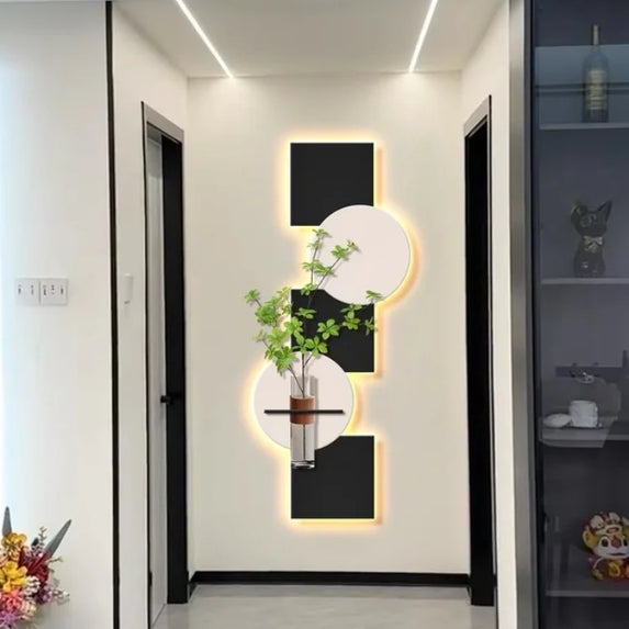 Modern Hydroponics Green Plants LED Decorative Paintings Home Decor Living Room Bedroom Entrance Hallway Sandstone Mural Lights