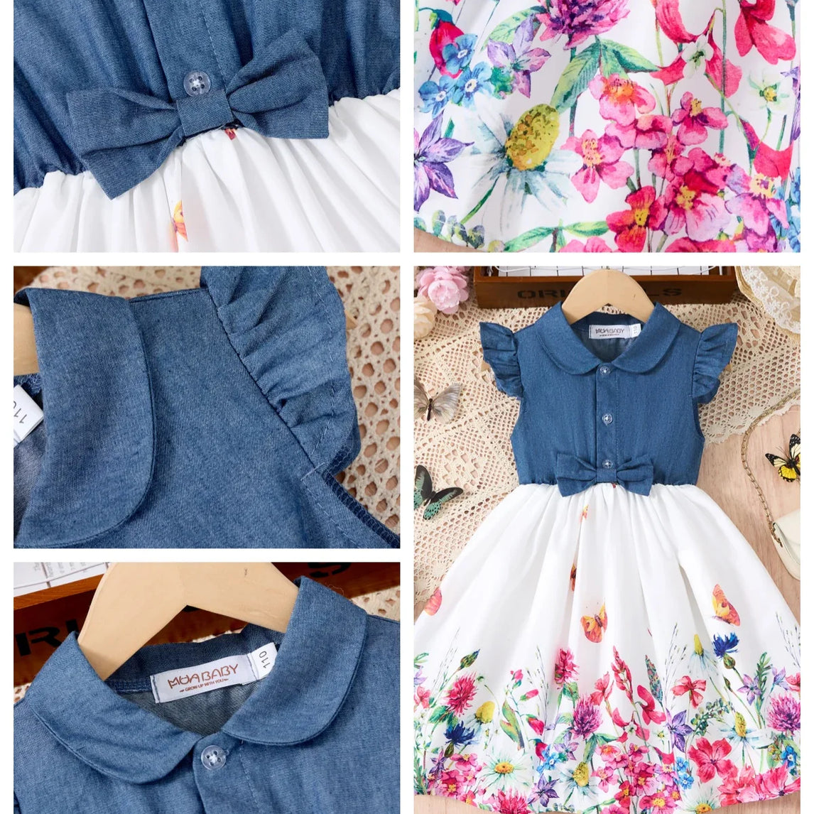 2-10Y Print Splicing Flower Dress Children's Birthday Ruffled Sleeveless Floral Princess Summer Dresses For Baby Sweet Girls
