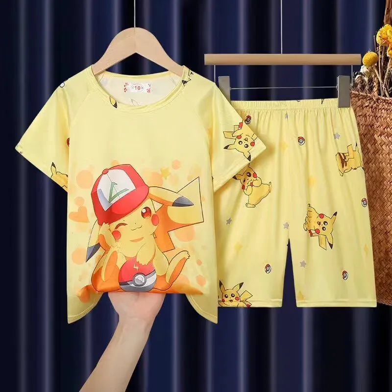 Fashion Kids Clothes Boys Girls Sets Cartoon Home Clothing Set Comfortable Pajamas T-shirt Shorts Suit