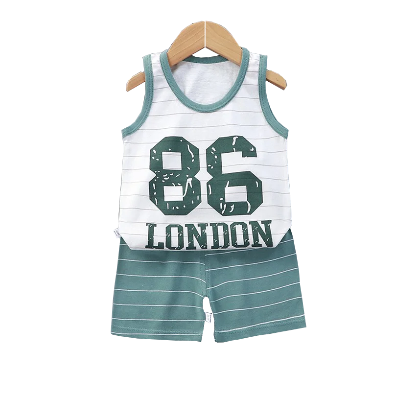 Cartoon Lion Pajamas Vest+Shorts 2-Piece Clothing Set Summer Kids Baby Boys Girls Cotton Casual Tracksuit Clothes Suit 1-6 Years