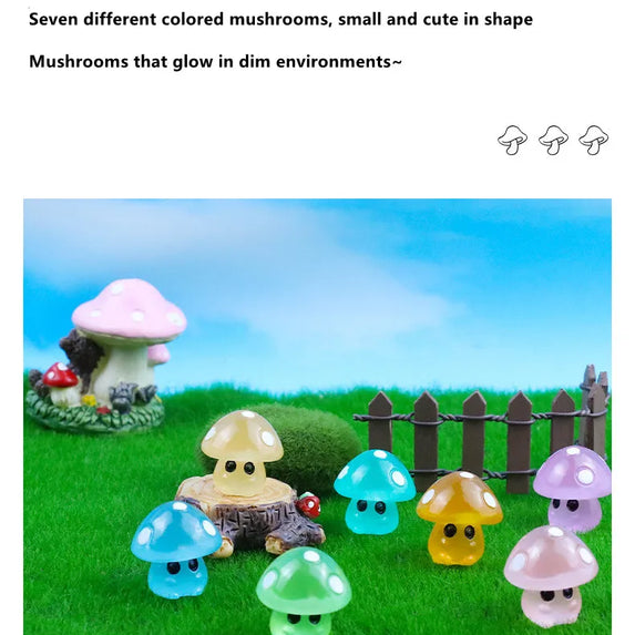 5-20PCS Mini Mushroom Elf Moss Microlandscape Decoration Miniature Luminous Mushrooms Fairy Garden Accessories Home DIY Decor