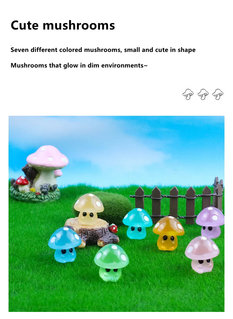 5-20PCS Mini Mushroom Elf Moss Microlandscape Decoration Miniature Luminous Mushrooms Fairy Garden Accessories Home DIY Decor