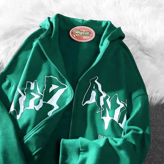 2023 European American Style Dull Black Y2k Polo Shirt Men Women Hooded Sweatshirt Couple Model Harajuku Zipper Sweatshirt