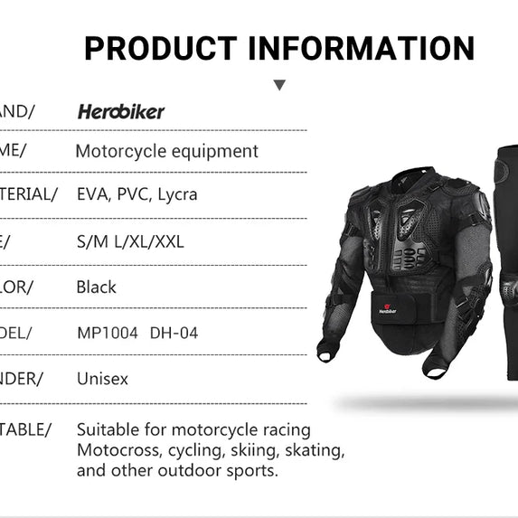 5XL Motorcycle Jackets Men's Full Body Armor Protection Jackets Motocross Enduro Racing Moto Protective Equipment Clothes