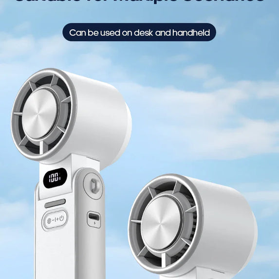 Portable High Speed Cooling Handheld Fan 3600mAh Rechargeable 100 Wind Speeds Adjustable Mini Foldable Air Cooling Turbo Fan