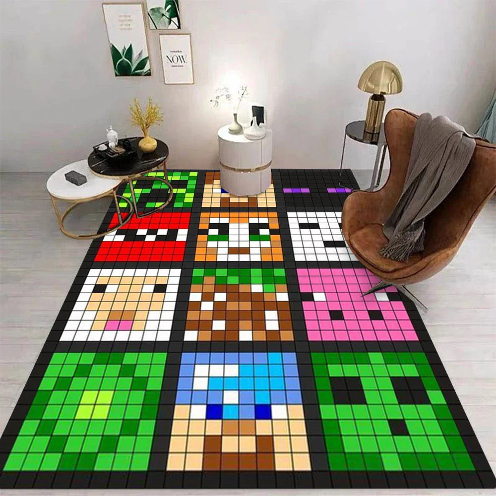 MINISO M-minecraft Carpet Cartoon Living Room Bedroom Kitchen Sofa Table Balcony Rug Non-slip Washable Mat Exquisite Home INS