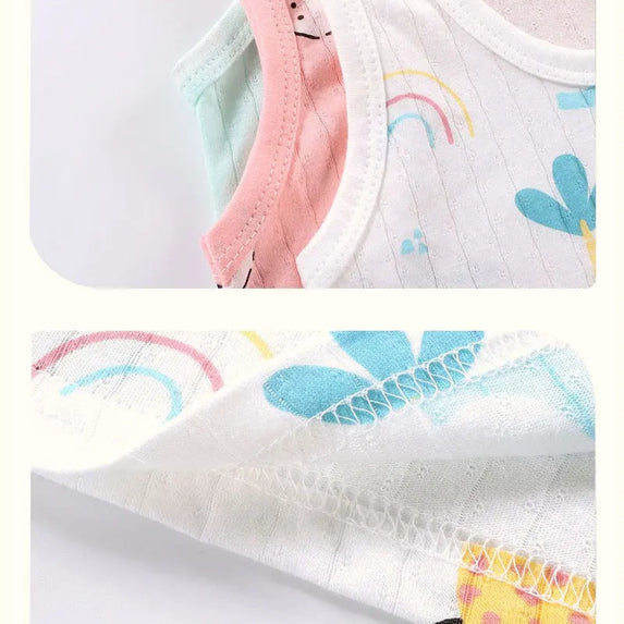 Children's Clothing Print Sleeveless Tops Shorts Cute Breathable Kids Summer Vest Shorts Set Tank Top for Baby Clothing Children
