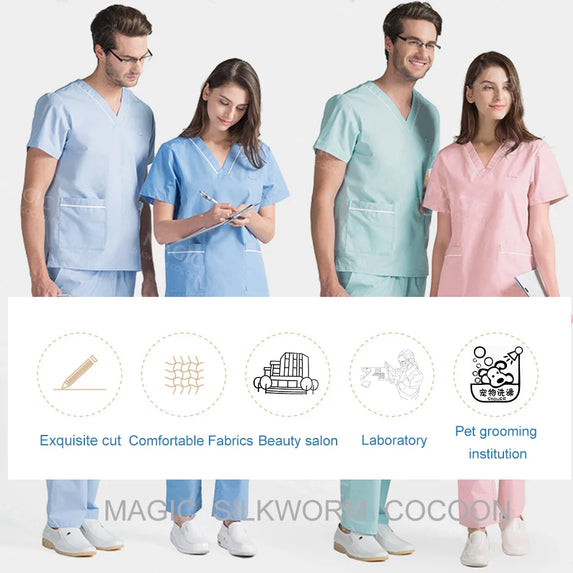 Hospital Surgical Clothes Medical Uniform Women Scrub Set Doctor Nurse Accessories Dental Clinic Scrub Set Beauty Salon Workwear