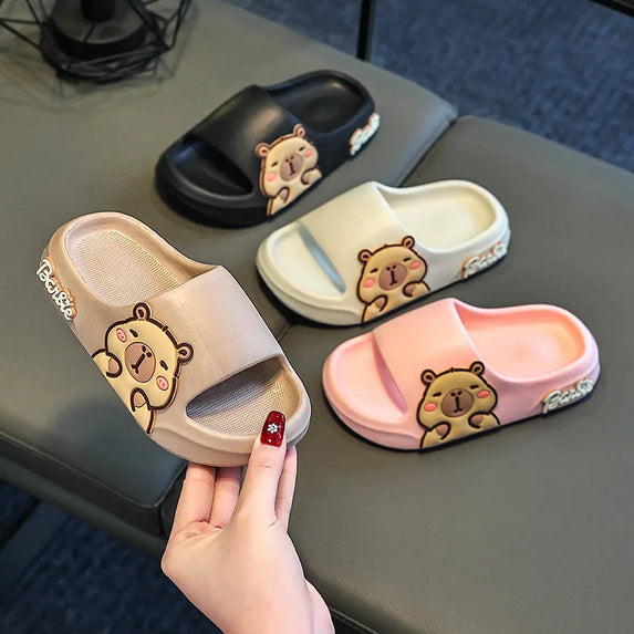 Children Slippers Cute Cartoon Girl EVA Home Slippers 2-16 Years Old Capibala Boys Non Slip Soft Soled Bathroom Slippers