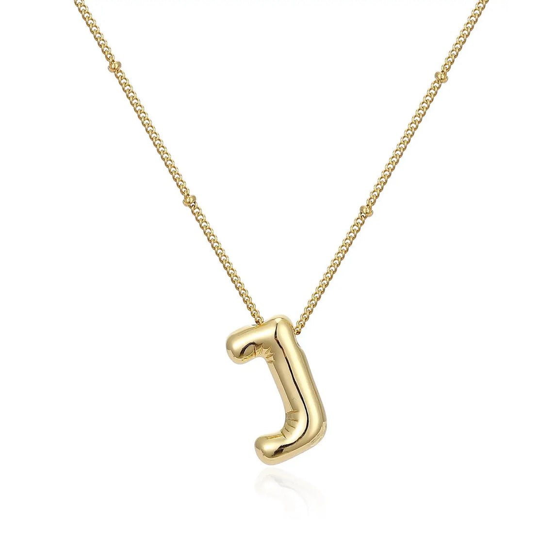 LATS Gold Plated Metal Chunky Alphabet Balloon Bubble Initial Letter Pendant Necklace for Women Men Boy Fashion Jewelry