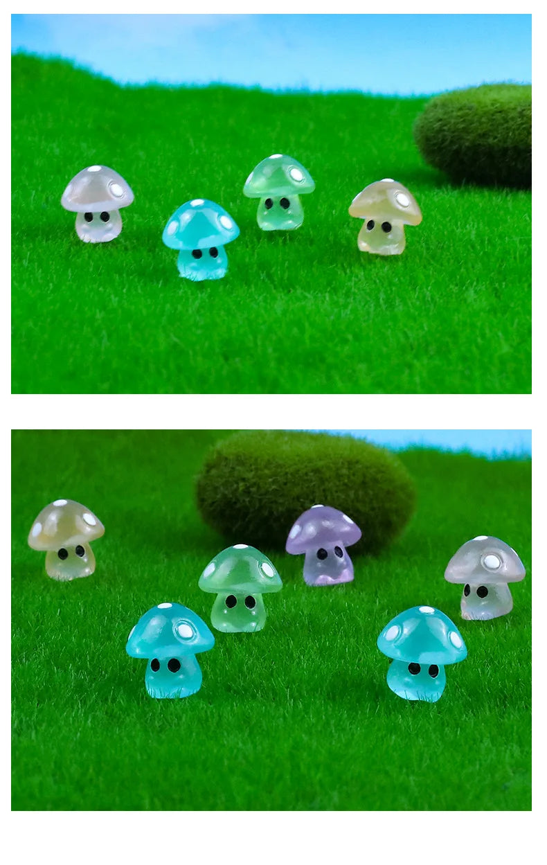 5-20PCS Mini Mushroom Elf Moss Microlandscape Decoration Miniature Luminous Mushrooms Fairy Garden Accessories Home DIY Decor