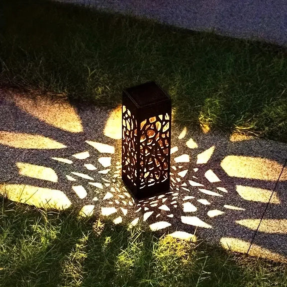 6PCS Solar Powered LED Garden Stake Lights Decorative Hollow-Out Lawn Lamps, Waterproof Outdoor Landscape Lighting