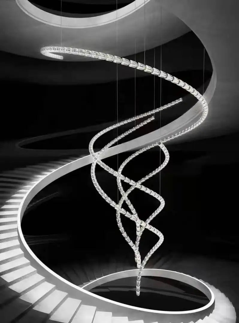 Post-modern simple luxury dining room glass chandelier Nordic designer minimalist art strip living room study bar