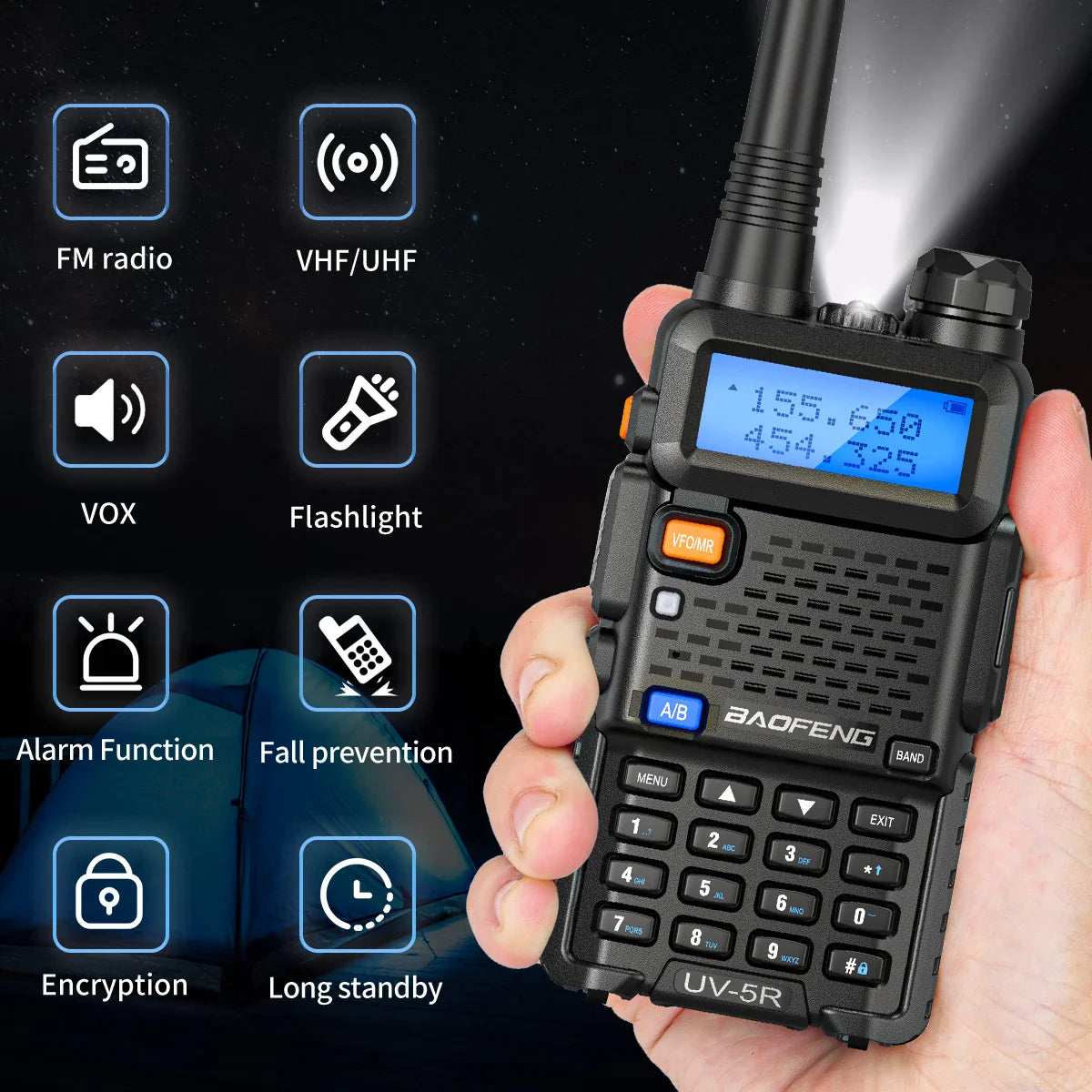 Baofeng Walkie Talkie UV 5R 5W 8W Dual Band Ham Two Way Radio Vhf Uhf FM Radio Handheld Transceiver Hunting 16KM