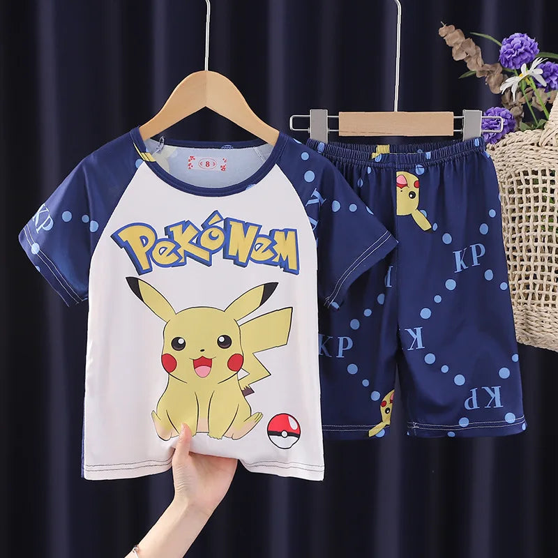 Fashion Kids Clothes Boys Girls Sets Cartoon Home Clothing Set Comfortable Pajamas T-shirt Shorts Suit
