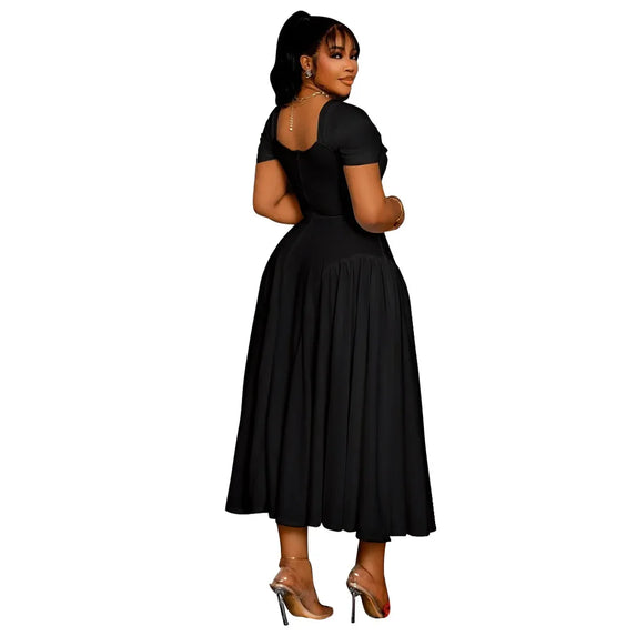 Plus Size Fashionable Elegant Long Strapless plus Size Dress for Black Women N8072 Cross-Border Large Size Clothing Sexy Wais...