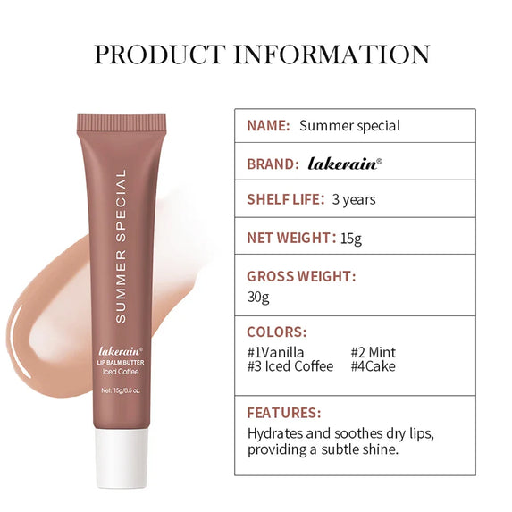 Summer Lip Balm Moisturizing Mirror Lip Gloss Lip Vanilla Mint Iced Coffee Cake Smell Lipstick Transparent Lip Oil  Makeup
