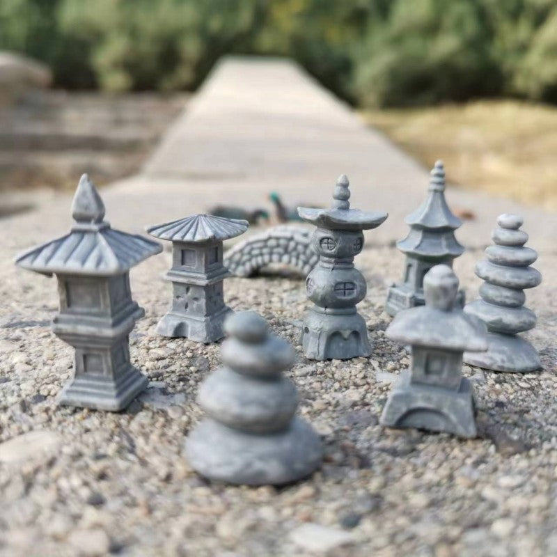 8 Pcs mixed/Japanese courtyard bridge/fairy garden gnome/moss terrarium home decor/crafts/bonsai/miniatures/figurine/diy