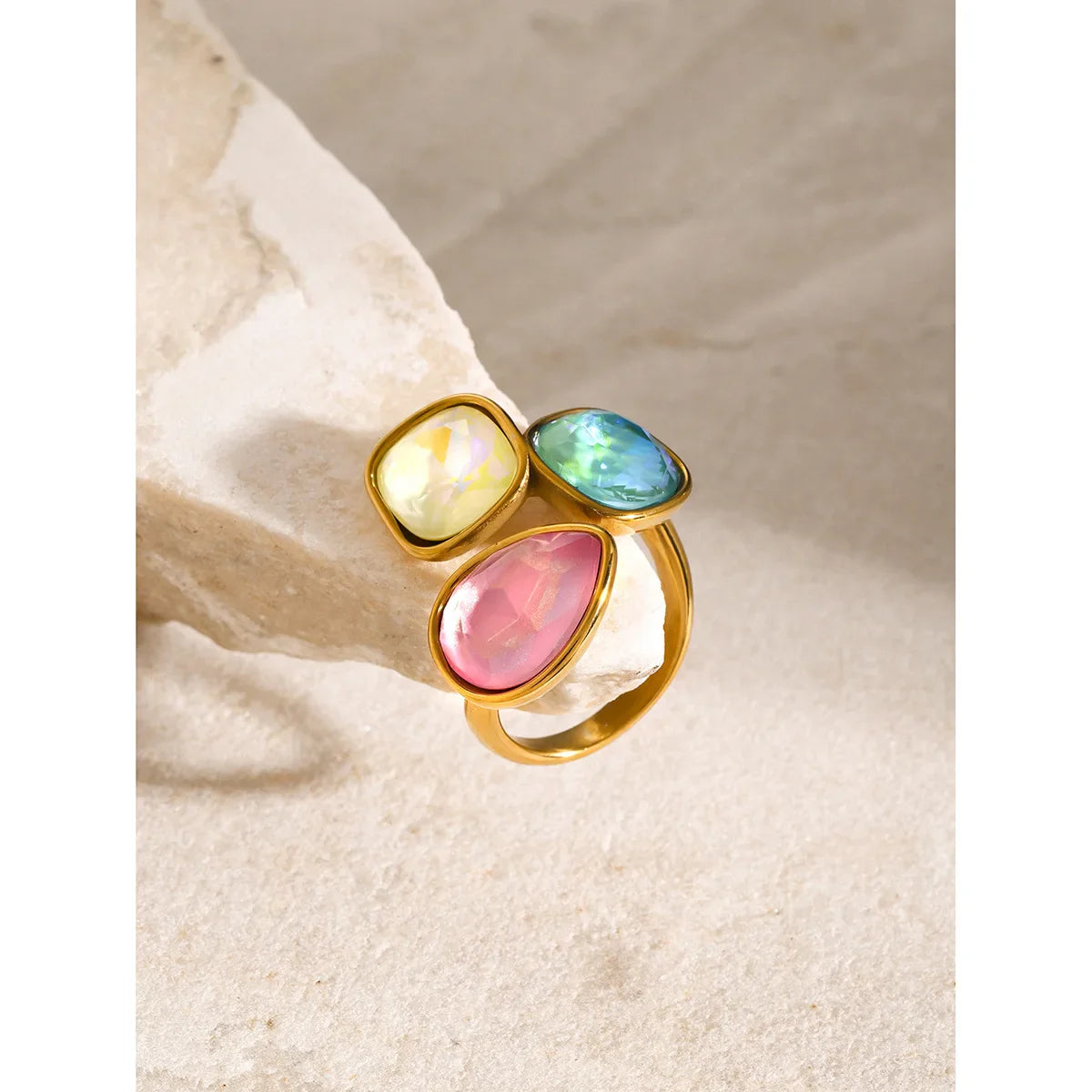 Luxury Pearl Shell Earring Ring Brooch Jewelry Set, Natural Stone Ring & Flower Earring,Women's Elegant Clothing Decoration Gift