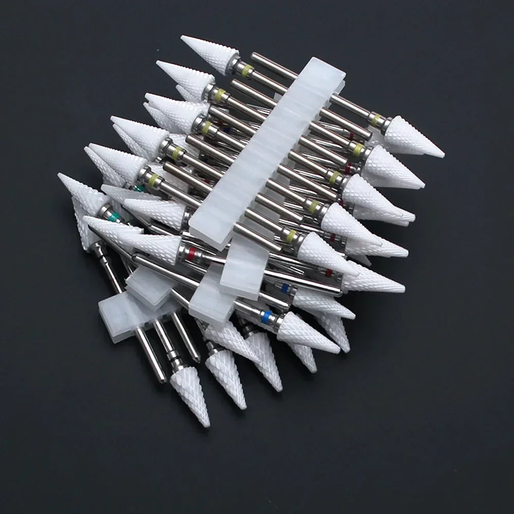 10pcs Ceramic Nail Drill Bits Set Milling Cutter for Manicure Drills Electric Nail Files Cuticle Remove Nail File Art Tools