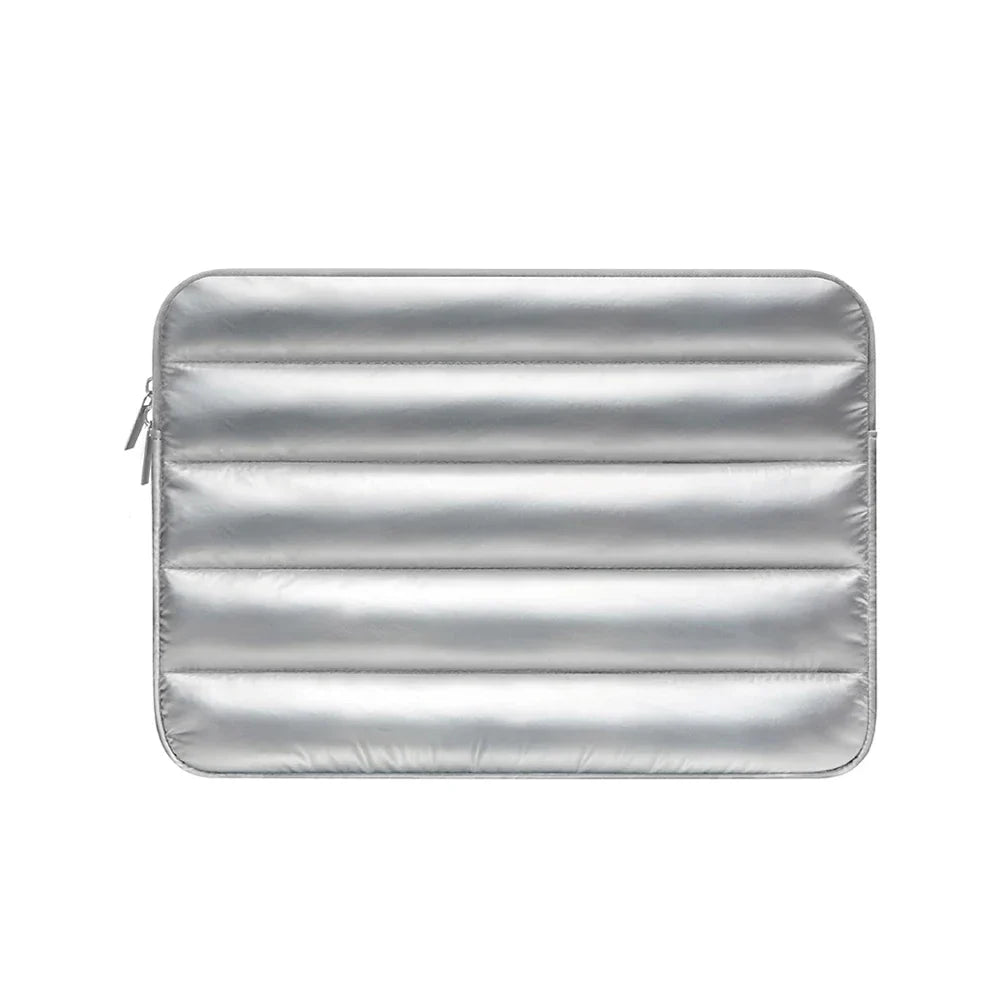 Puffy Laptop Sleeve 13-14 Inch Silver Laptop Bag for Women 15-16 Inch Carrying Case Cover for MacBook Pro/Air,9-11“ Ipad Pouch