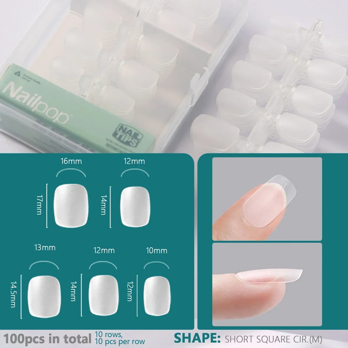 Nailpop Soft Gel Tips for Nails Extension System Ultra Matt Short Coffin Fake Nail Capsule for Handmade Press on Nails 100pcs
