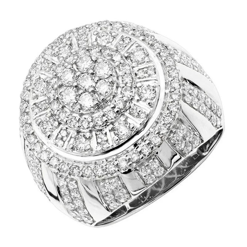Ofertas Hip Hop Style Trendy Men Women Rings Copper Ring Iced Out Bling Pave Cubic Zirconia Geometry Ring Charms