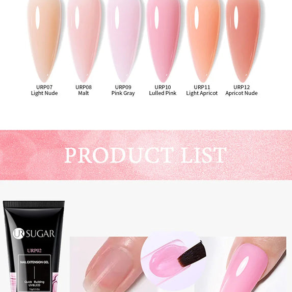 UR SUGAR 15ml Nail Extension Gel Soak Off UV LED Acrylic Crystal White Clear Nude Gel Nail Polish UV Construction Gel