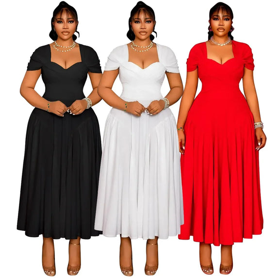 Plus Size Fashionable Elegant Long Strapless plus Size Dress for Black Women N8072 Cross-Border Large Size Clothing Sexy Wais...