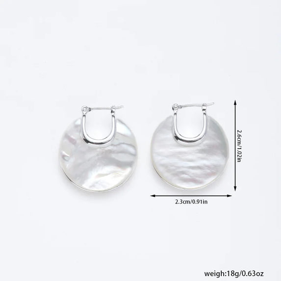 Luxury Pearl Shell Earring Ring Brooch Jewelry Set, Natural Stone Ring & Flower Earring,Women's Elegant Clothing Decoration Gift