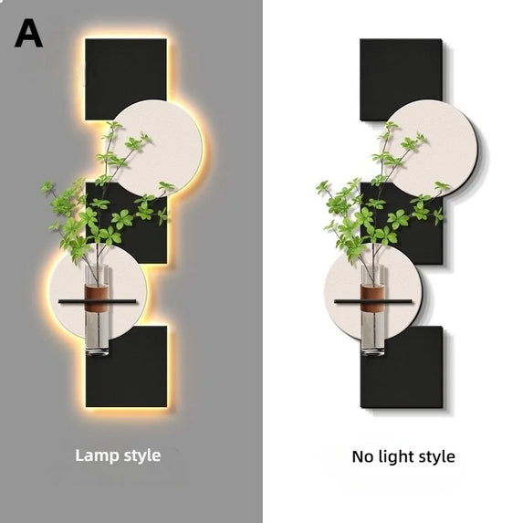 Modern Hydroponics Green Plants LED Decorative Paintings Home Decor Living Room Bedroom Entrance Hallway Sandstone Mural Lights