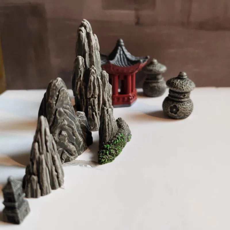 8 Pcs mixed/Japanese courtyard bridge/fairy garden gnome/moss terrarium home decor/crafts/bonsai/miniatures/figurine/diy