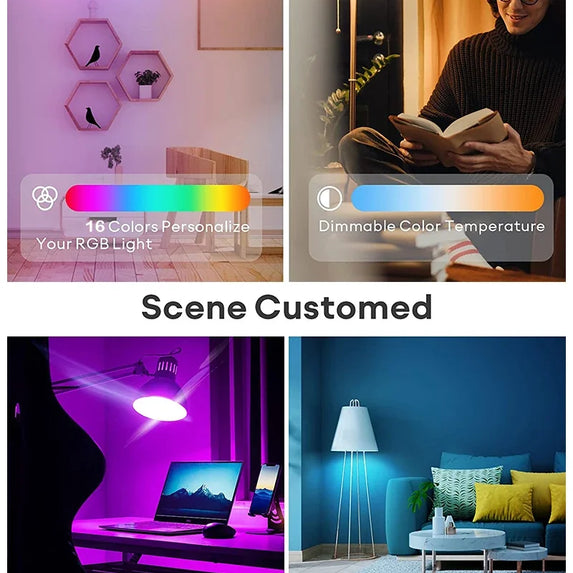 16 Colors RGB Bulb LED Multicolor Bulb E27 Base 220V Household Lighting Dimmable 24 Key Remote Control Atmosphere Neon Light