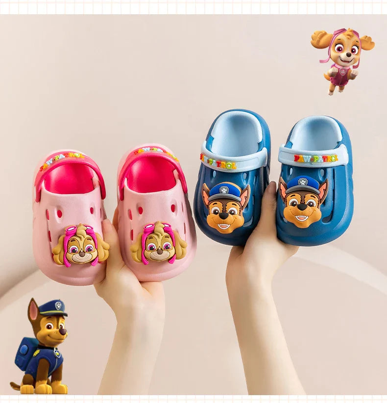 PAW PATROL Kids' Garden Shoes Boy and Girl Indoor Non-slip Soft Sole Slippers Breathable Deodorant Cute Cartoon Bow-Top Sandals