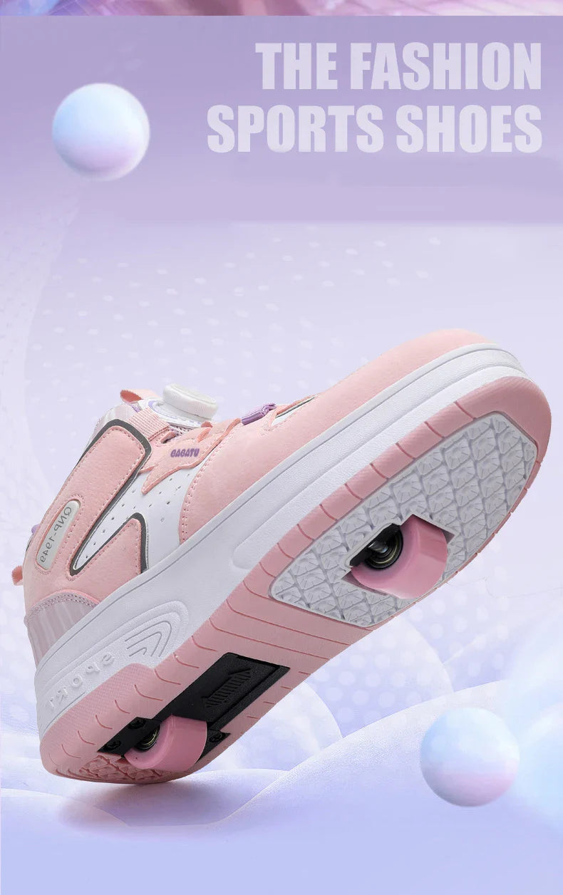 Children Junior Roller Skate Shoes Kids Sneakers with Two Boys Girls Wheels Shoes Running Adult Casual Boys Shoes size 31-42