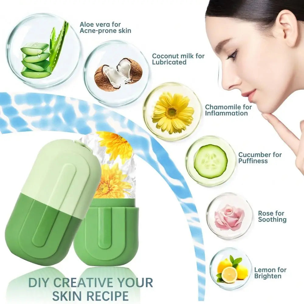 Silicone Ice Roller for Face Reusable Beauty Skin Care Tools Facial Massager Face Lifting Contouring Ice Mold Eyes and Neck