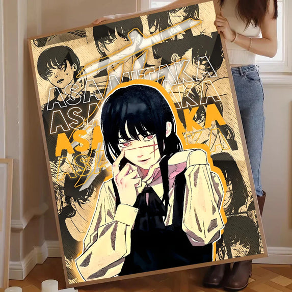 chainsaw man  Poster Self-adhesive Art Waterproof Paper Sticker Coffee House Bar Room Wall Decor