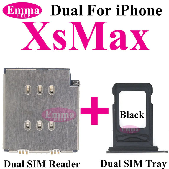 EmmaHelp 1set Dual Sim Card Reader Connector Flex Cable + Tray Slot Holder Adapter for iPhone 11 12 13 14 15 Pro Max XR XSMax