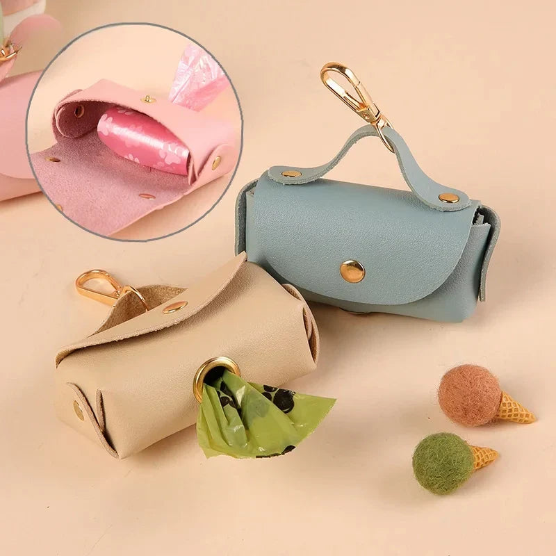 Portable Dog Poop Bag Organizer Stylish Pet Bag Holder Leather Pet Poop Bag Holder With Dispenser For Dog Bags Pet Supplies